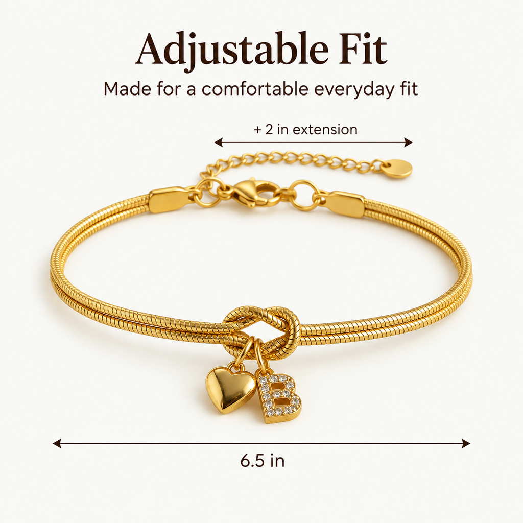 Love Knot Initial Bracelet