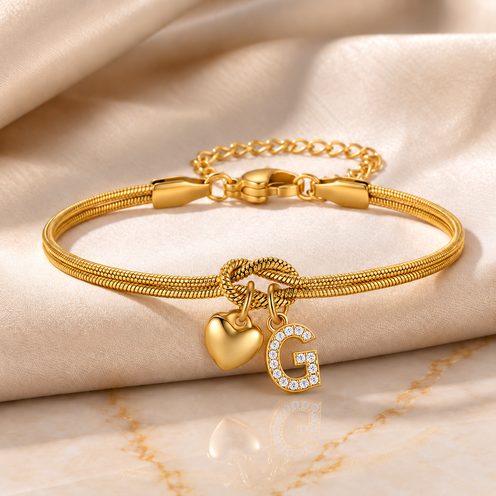 Love Knot Initial Bracelet