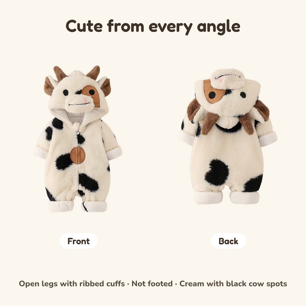 Cow romper front and back view